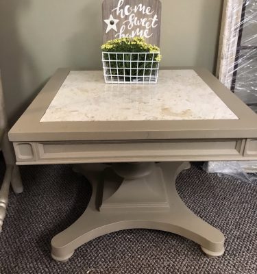 Square Marble & Wood End Table