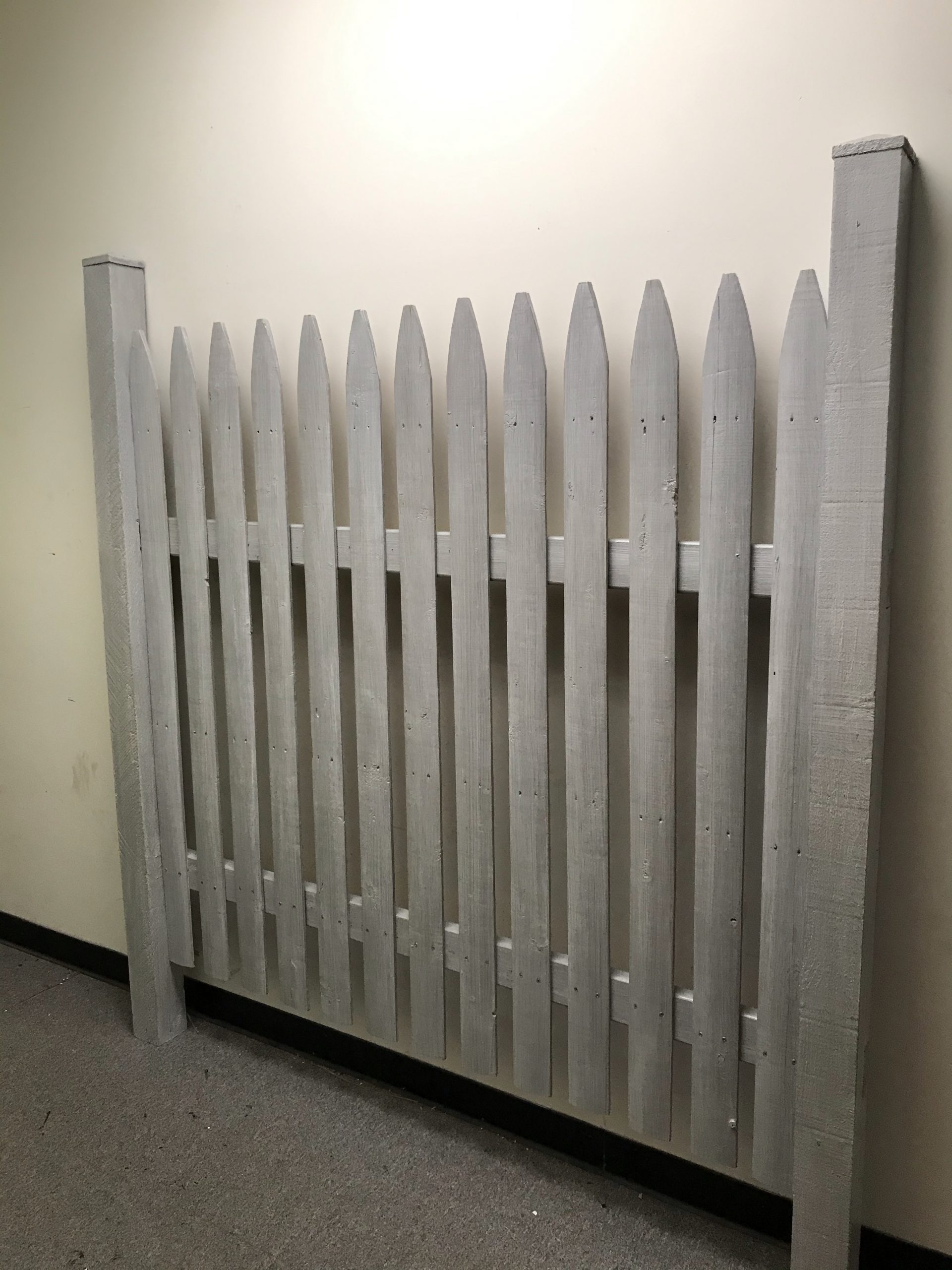 Gray White Vintage Picket Fence, Picket Fence Headboard