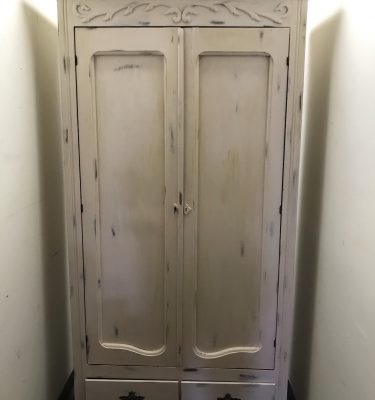 White Distressed Vintage Armoire