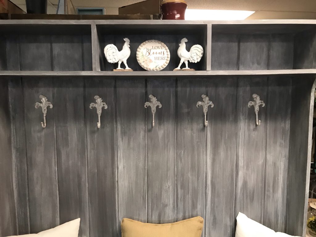 Gray & WhiteWashed Hall Tree 2Piece Unit Refreshed Furnishings